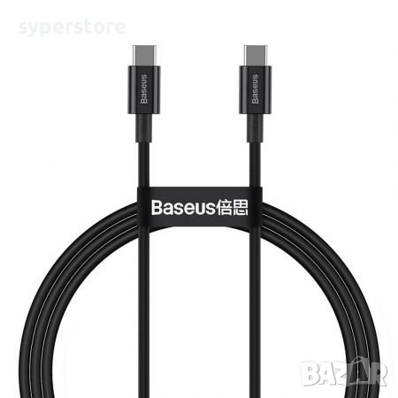 Кабел USB Type C - Type C M/M 1m 100W PD2.0 Baseus CATYS-B01 Черен Cable USB Type-C to Type-C, снимка 1