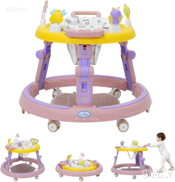 Бебешка проходилка 5в1 Сгъваема кръгла проходилка регулируема височина, снимка 1