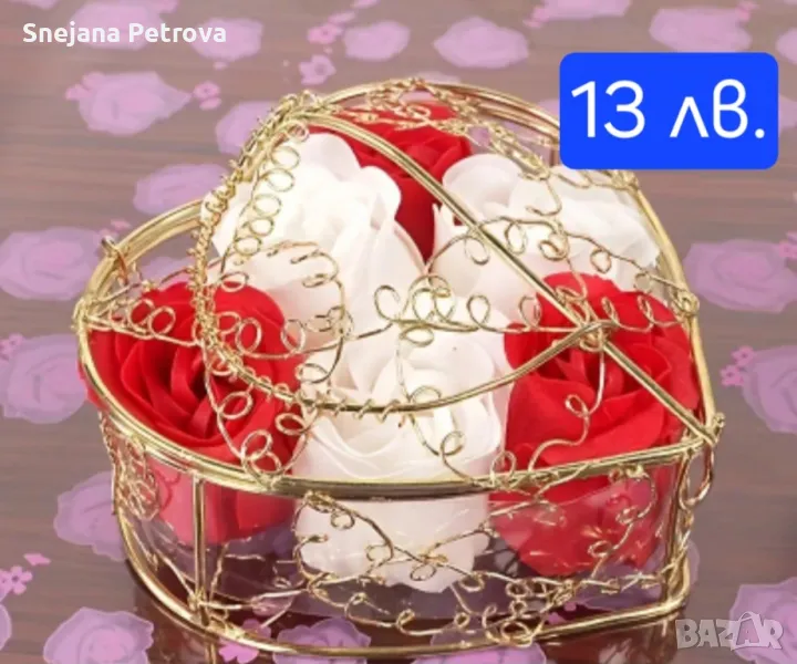 Кутийка сърце с ароматни рози, снимка 1