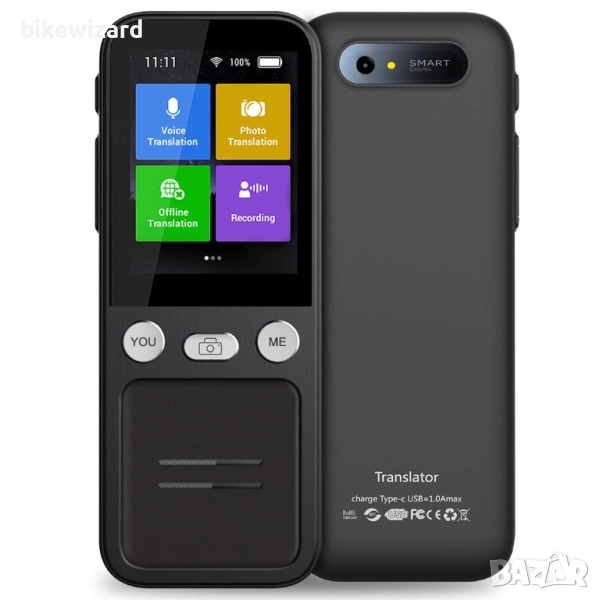 Преводач на 137 езика с гласов/фото превод, 2.4-инчов сензорен екран, поддържа Wi-Fi/Hotspot/офлайн , снимка 1