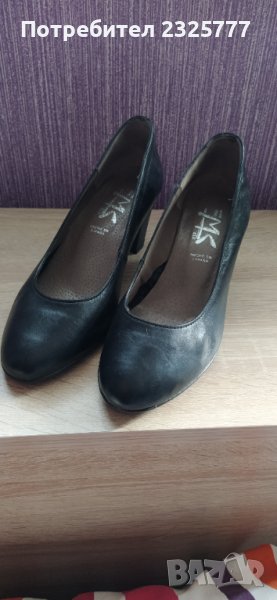 Дамски кожени обувки с ток, снимка 1