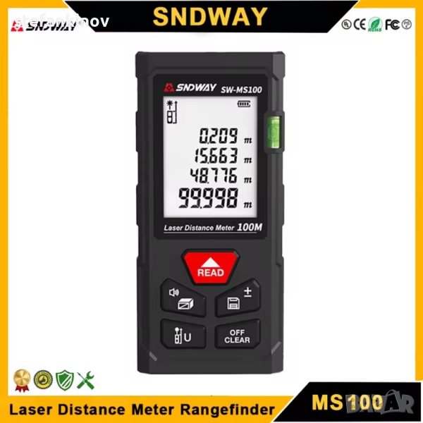 Лазерна ролетка 100м SNDWAY НОВ МОДЕЛ, снимка 1