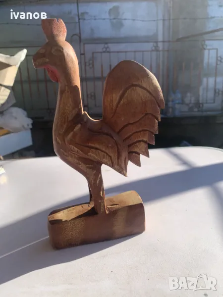 дървена фигура петел , снимка 1