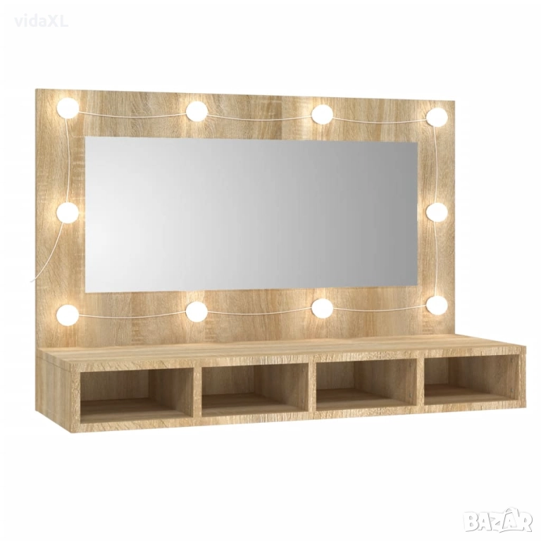 vidaXL Огледален шкаф с LED, сонома дъб（SKU:808894）, снимка 1