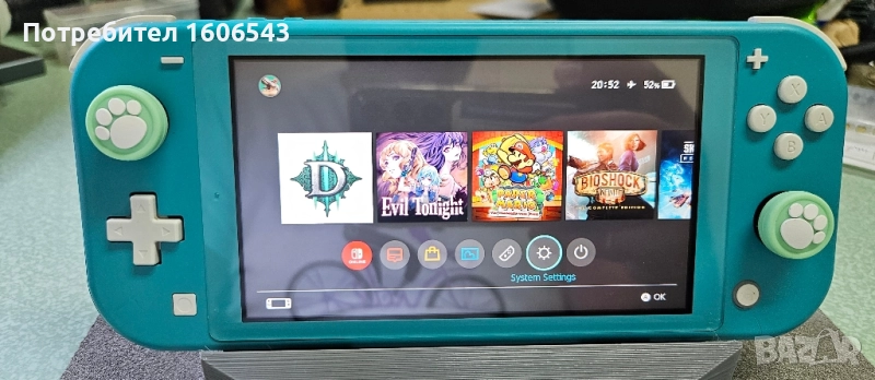 Конзола Nintendo Switch Lite 32 GB, карта 256 GB, тюркоазен цвят, хакната , снимка 1