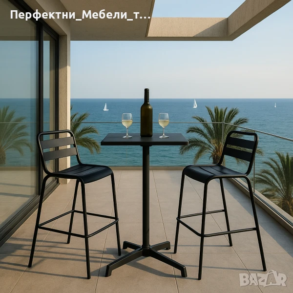 Комбинирана сгъваема трапезна и бар маса 60/60 см. за тераса,балкон,градина,парк,заведение,басейн, снимка 1