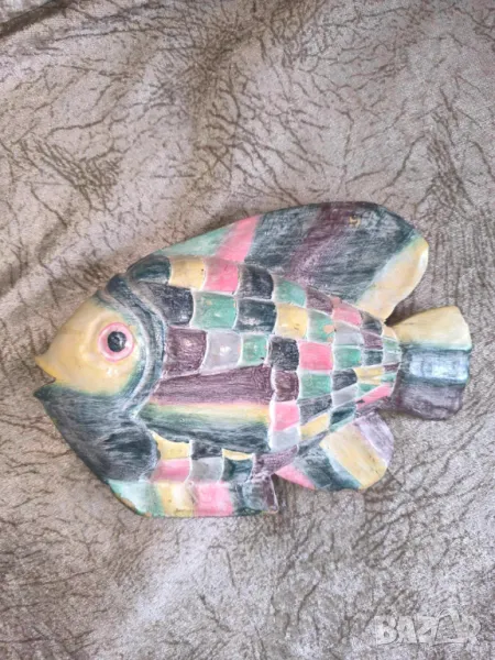 стара антикварна дървена риба, снимка 1