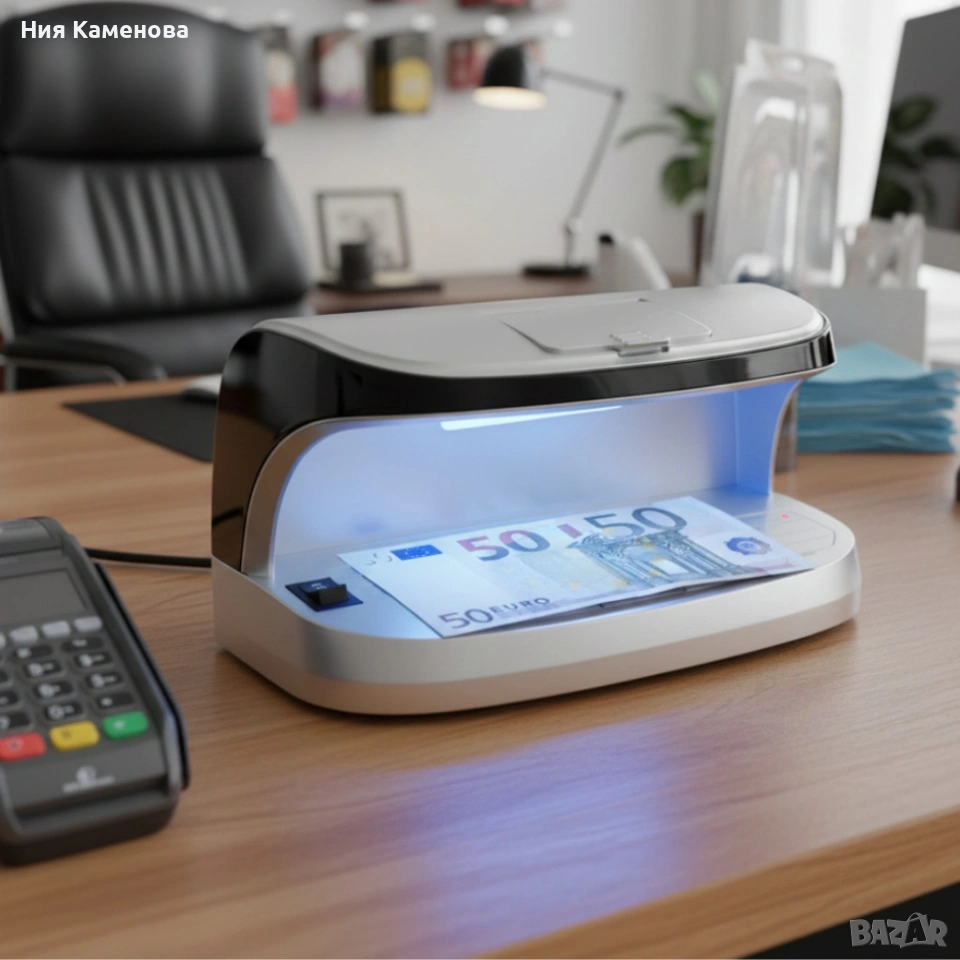 Детектор за фалшиви банкноти – преносим UV детектор с магнитен сензор и вградена батерия, снимка 1