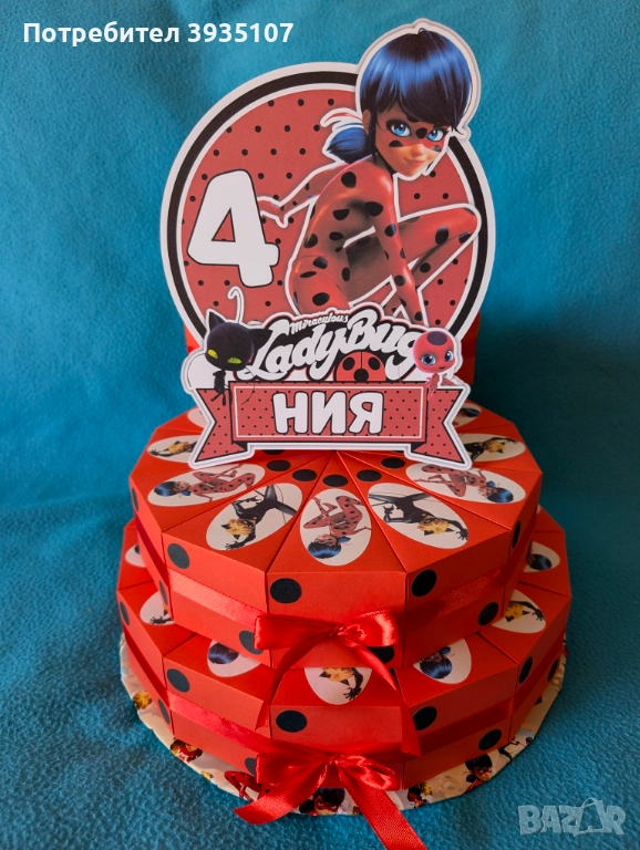 Картонена торта Калинката и черният котарак, снимка 1