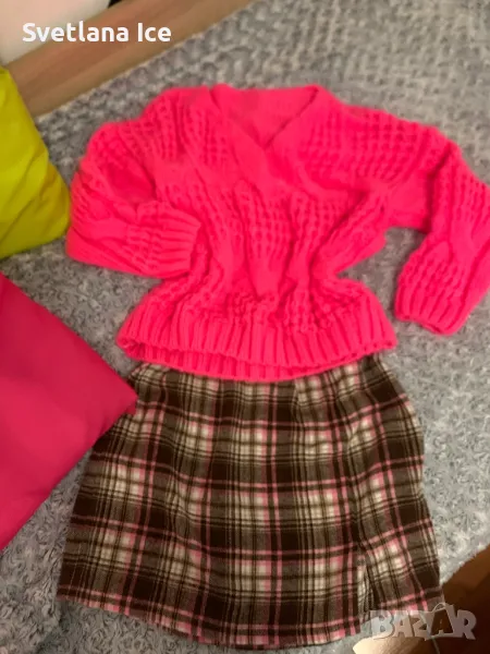 Неонов розов пуловер, снимка 1