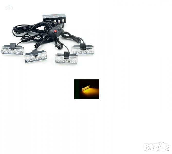 LED Лампа за пътна помощ-мигаща, аварийни маяци за камион, Блиц 4-LED , 4 броя предупредителни мигащ, снимка 1