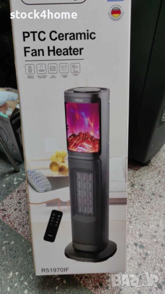 Керамична печка Rosberg с 3D огнен ефект, 2000 W, LED дисплей, Осцилация, снимка 1