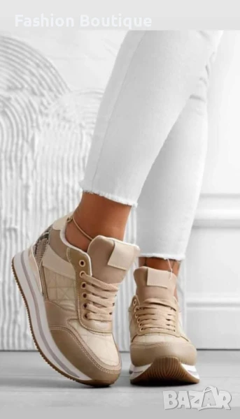 Дамски бежови маратонки, снимка 1