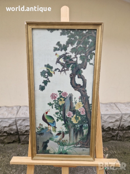 Прекрасна антикварна китайска картина коприна автор , снимка 1
