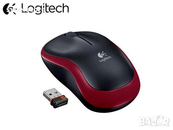 Мишка Безжична Logitech M185 Red Mini 1000dpi Червена Wireless Optical Mouse, снимка 1