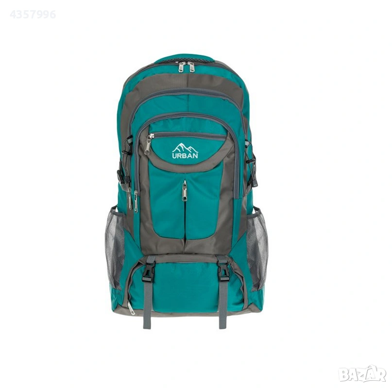 Туристическа раница, Текстил, 60л., Сив-Зелен, снимка 1