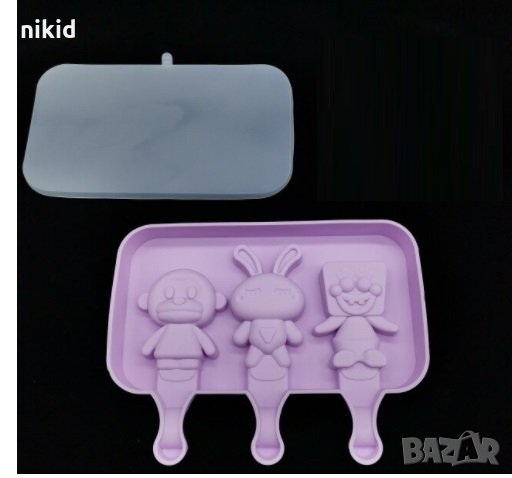  Маймунка Зайче Спонджбоб ескимо сладолед силиконова форма молд силиконов калъп десерти Попсикъл, снимка 1