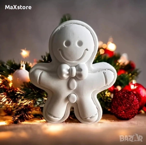 Джинджифилово човече Дълбок силиконов молд за свещи гипс сапун смола шоколад фондан , снимка 1