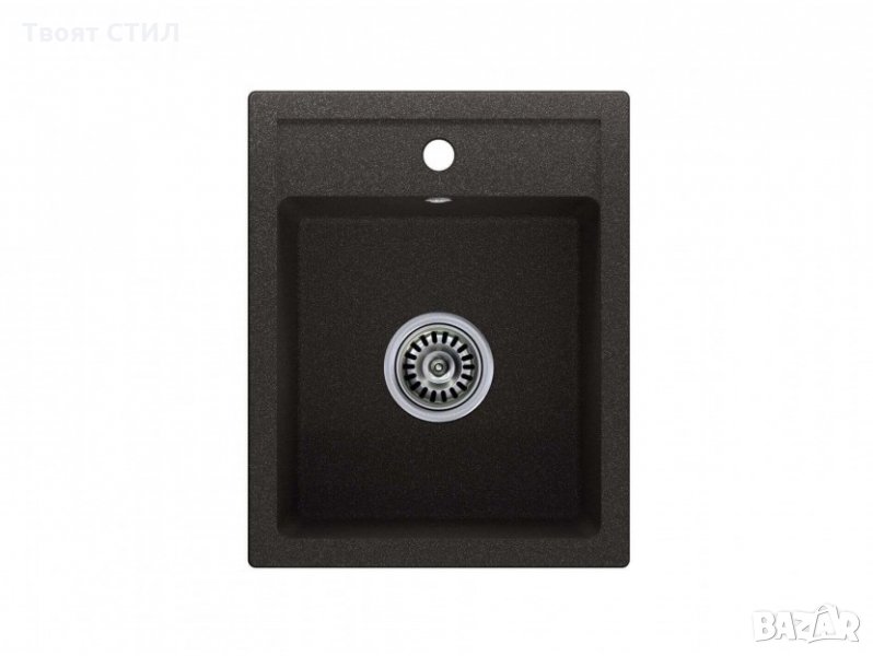 Гранитна Мивка за Кухня модел РИГА графит - Антибактериална Цвят Черно Кухненска мивка , снимка 1
