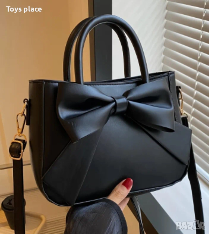 Нова много симпатична малка чанта с панделка, черна чанта , снимка 1