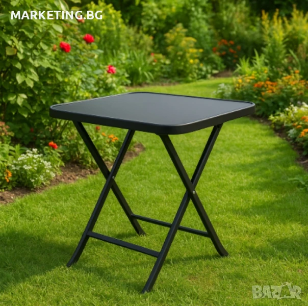 Сгъваема маса Muhler, със стъклен плот, снимка 1
