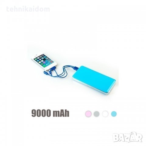 Батерия за зареждане на телефон външна 9000 mAh синя внос от Германия, снимка 1 - Външни батерии - 31425857