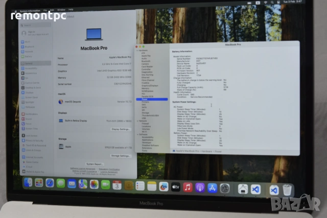 A1990 Macbook Pro I7 32 GB DDR4 1 TB NVME AMD Video HD Retina Display, снимка 8 - Лаптопи за игри - 53338361
