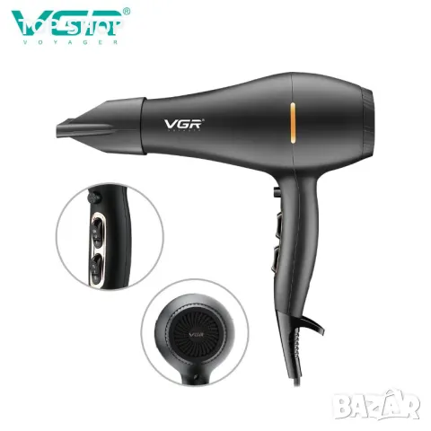 VGR V-433 Професионална салонна серия Сешоар 1800-2200 W AC мотор 3 настройки на топлината (Горещо/Х, снимка 5 - Сешоари - 48831662