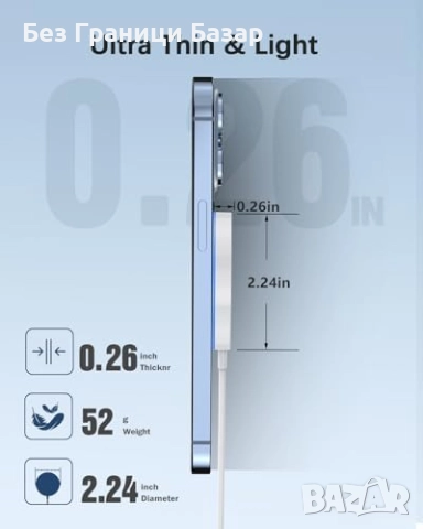 Ново Магнитно зарядно с LED и USB-C/А входове за iPhone MagSafe Айфон 15W, снимка 7 - Аксесоари за Apple - 52532722