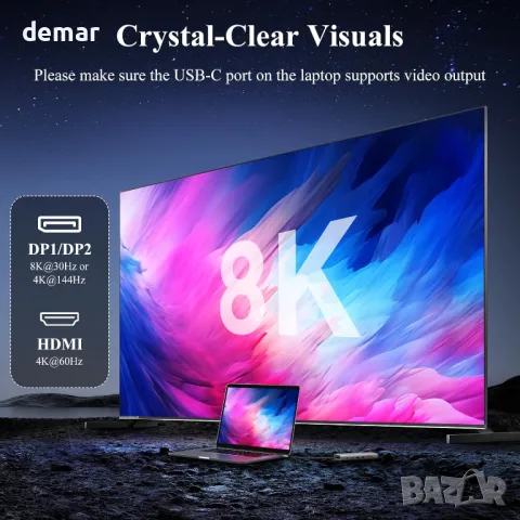 USB C докинг станция с троен дисплей Minthouz 12 в 1 USB C хъб, 4*USB порта, снимка 6 - Кабели и адаптери - 49514613