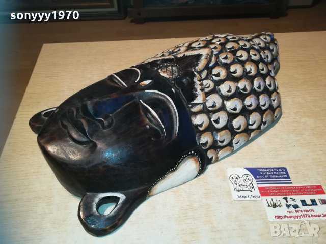 ГОЛЯМА маска стенна от дърво Буда декорирана 0311202206, снимка 5 - Колекции - 30664495