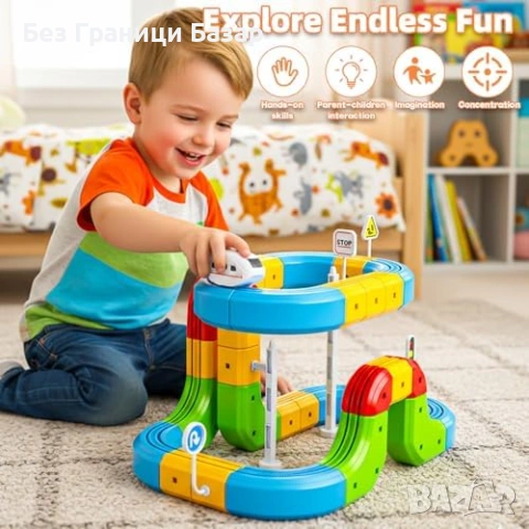 Нов детски Комплект влак с гъвкаво трасе светофар и пътни знаци Играчка, снимка 2 - Влакчета, самолети, хеликоптери - 53914333