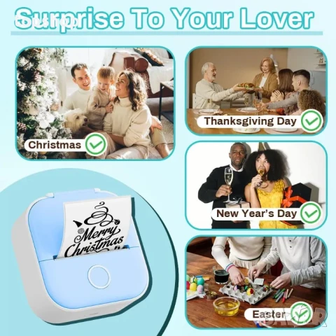 Мини мобилен термопринтер Phomemo T02, Стикери, Бележки, Етикети, хартия 53 mm, Bluetooth, снимка 5 - Принтери, копири, скенери - 50525285