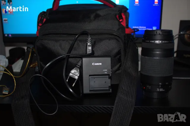 Canon EOS 4000D с обектив EF-S 18-55 и EF 75-300mm, снимка 4 - Фотоапарати - 48030070