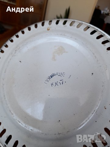 Стара емайлирана чиния,фруктиера #5, снимка 5 - Антикварни и старинни предмети - 37758845