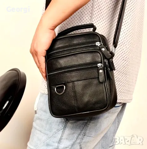 Промоция -15% Делова, луксозна, функционално/ежедневна мъжка чанта от черна естествена кожа!, снимка 2 - Чанти - 49380393