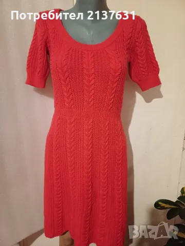ПЛЕТЕНА ЧЕРВЕНА РОКЛЯ KENVELO - Размер М, снимка 4 - Рокли - 48761598