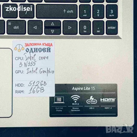 Лаптоп ACER ASPIRE LITE 15 15,6 Инча, снимка 3 - Лаптопи за работа - 56172702