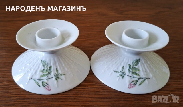 HUTSCHENREUTHER - Немски порцелан Двойка порцеланови свещници свещ , снимка 2 - Други ценни предмети - 53890489