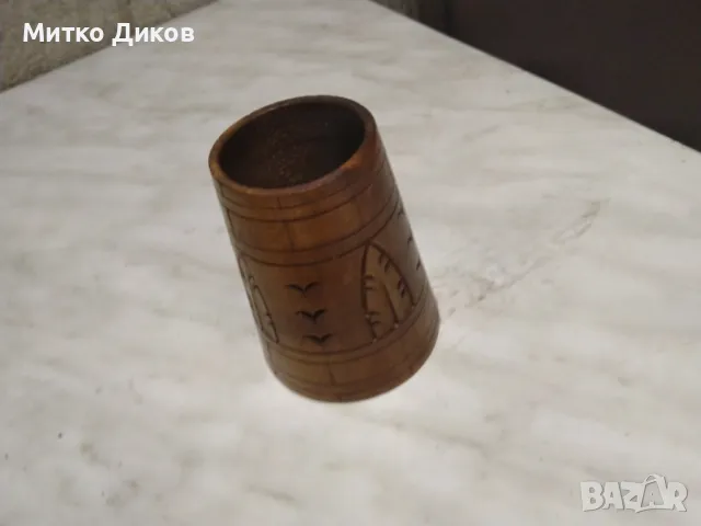 Дървена поставка за моливи или друго Н-73мм и Фи горе 43мм и долу 58мм отлична, снимка 3 - Декорация за дома - 48998181