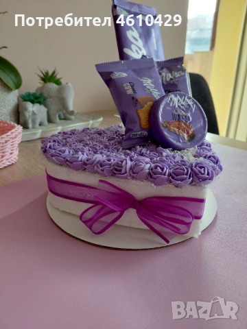 Романтична торта от цветя с Milka десерти - Подарък за Свети Валентин, снимка 2 - Романтични подаръци - 53329367