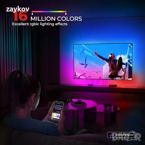  Strip Lights със синхронизиране на музика и сценичен режим, съвместим с Alexa и Google Assistant, снимка 5 - Друга електроника - 44923965