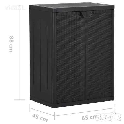 vidaXL Градински шкаф за съхранение, черен, 65х45х88 см, PP ратан, снимка 7 - Кутии за съхранение - 56146233