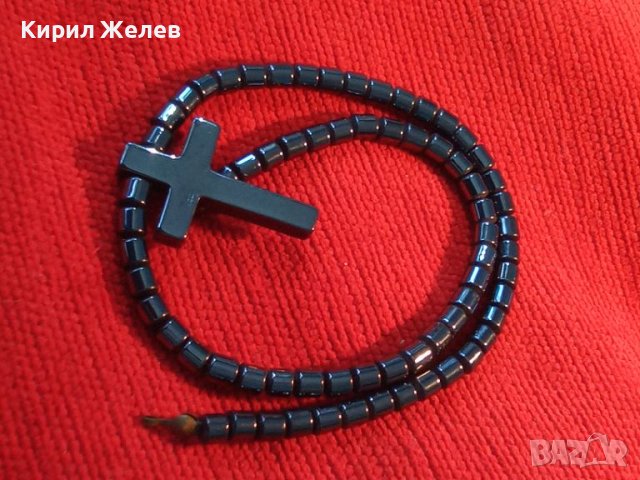 МОДНО АРТ КОЛИЕ КРЪСТЧЕ МЕДАЛЬОН от ХЕМАТИТ - ХЕНД МЕЙД ИЗРАБОТКА 27517, снимка 2 - Колиета, медальони, синджири - 36902411