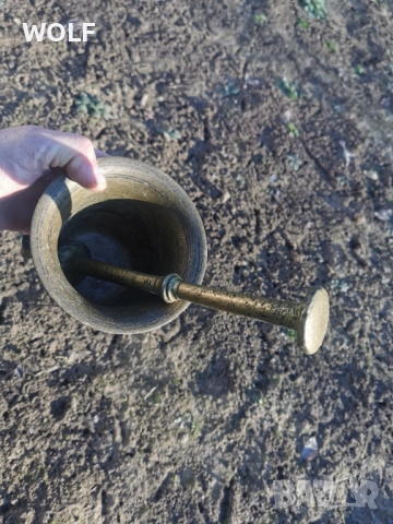 19в Стар Медицински хаван 1.910кг от Бронз, снимка 3 - Антикварни и старинни предмети - 52940569
