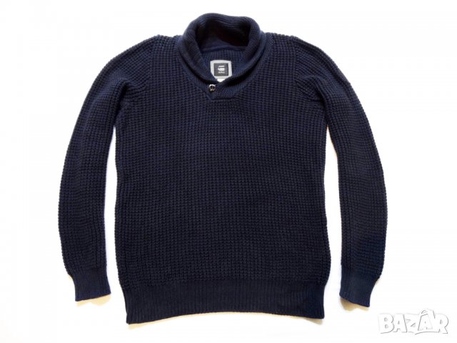 G-Star Raw Avihu Shawl Knit Mazarine Blue Мъжки Пуловер Размер M/L, снимка 2 - Пуловери - 35460849
