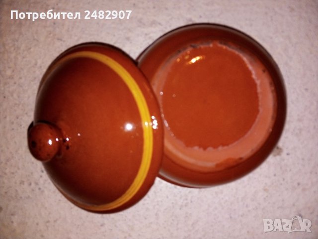 Стар глинен съд - малко гювече с капак - 1 бр. , снимка 2 - Антикварни и старинни предмети - 42868311