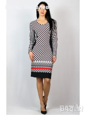 НОВО Елегантна права рокля Геометрия, снимка 2 - Рокли - 48477770
