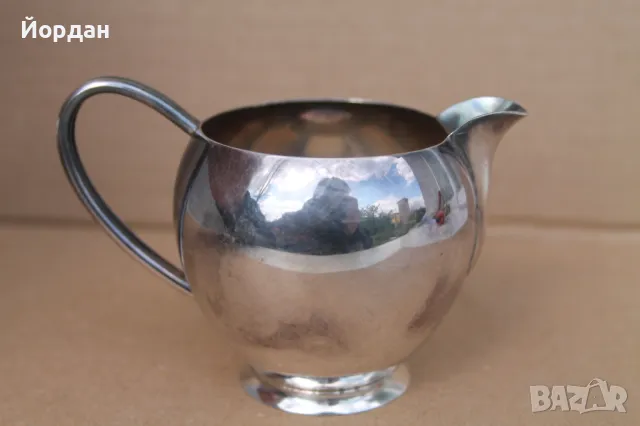 Английска сребърна кана за мляко, снимка 3 - Антикварни и старинни предмети - 49862240