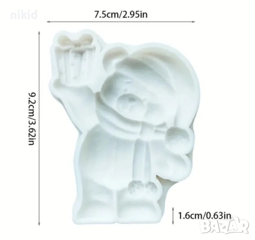 Коледно мече с подарък силиконов молд форма фондан гипс декор , снимка 3 - Форми - 52312847